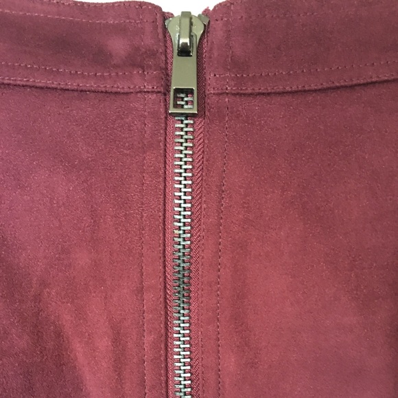2/$12! F21 Maroon Suede Like Skirt Zipper Front - Picture 2 of 14